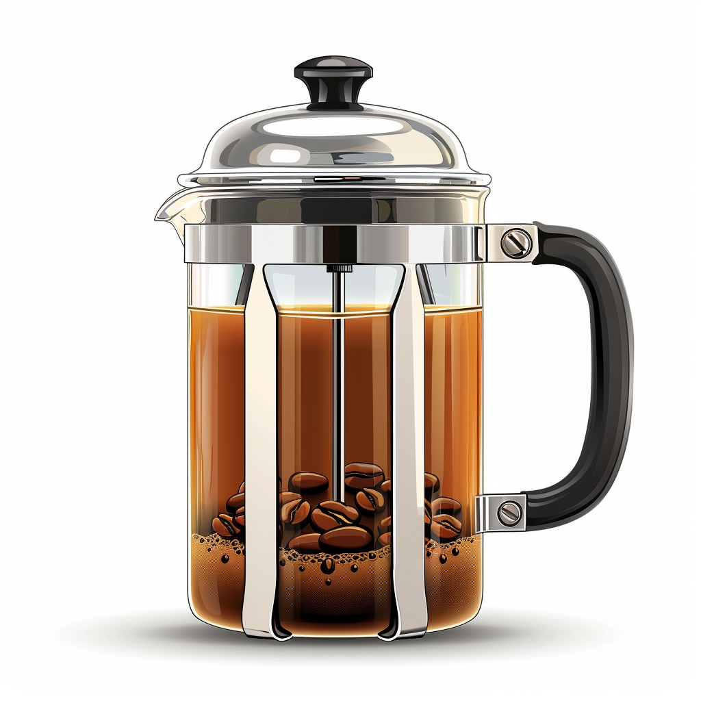 French Press Coffee Maker White Background