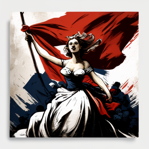 Woman holding flag during French Revolution