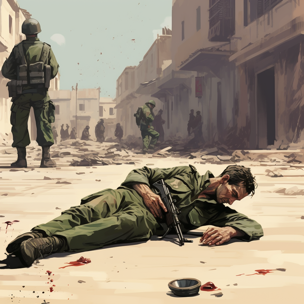 French soldier kills Algerian soldier cartoon