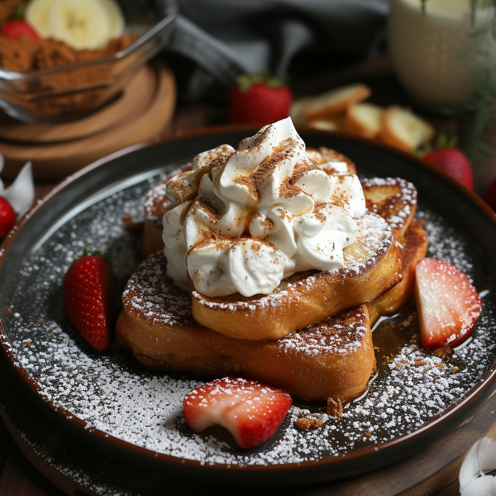 French toast with whipped cream