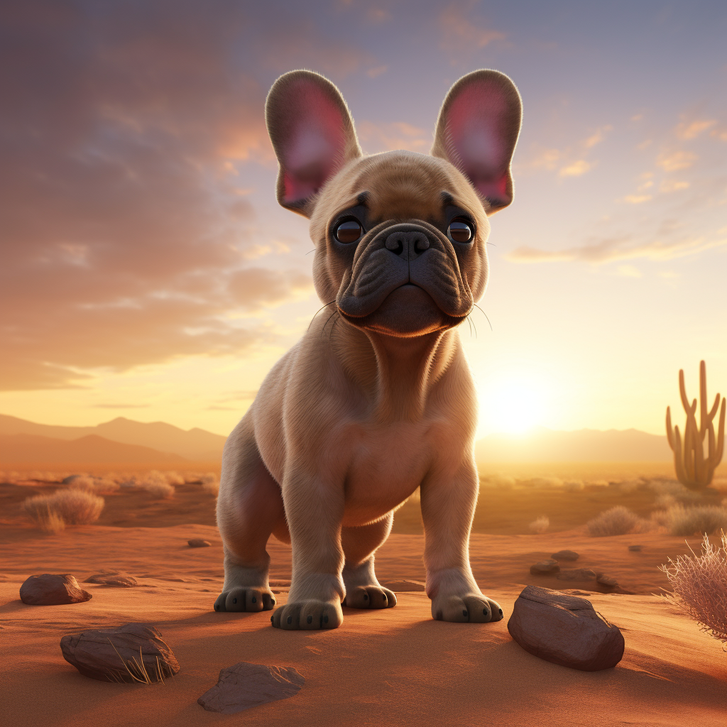 Adorable French Bulldog in the Desert