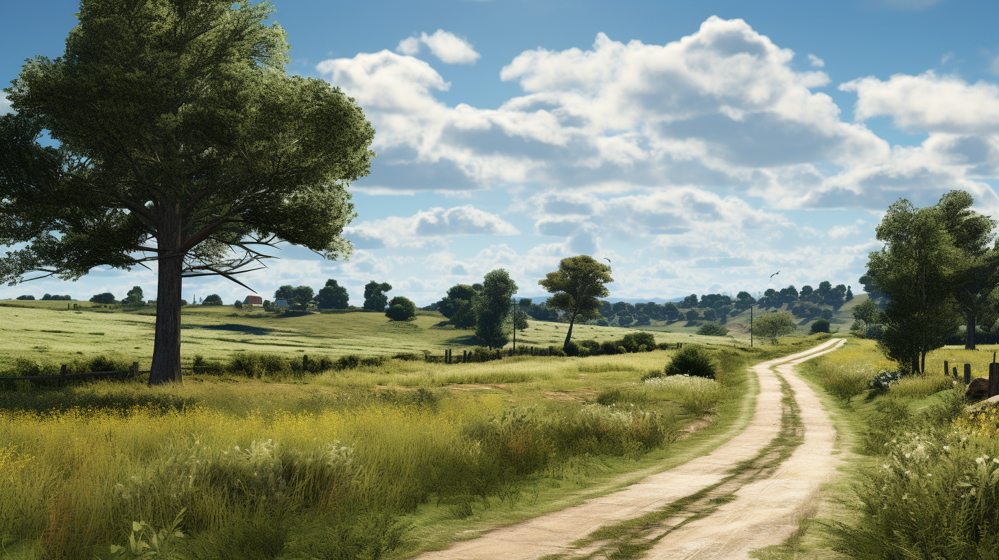 Beautiful French countryside road in daylight