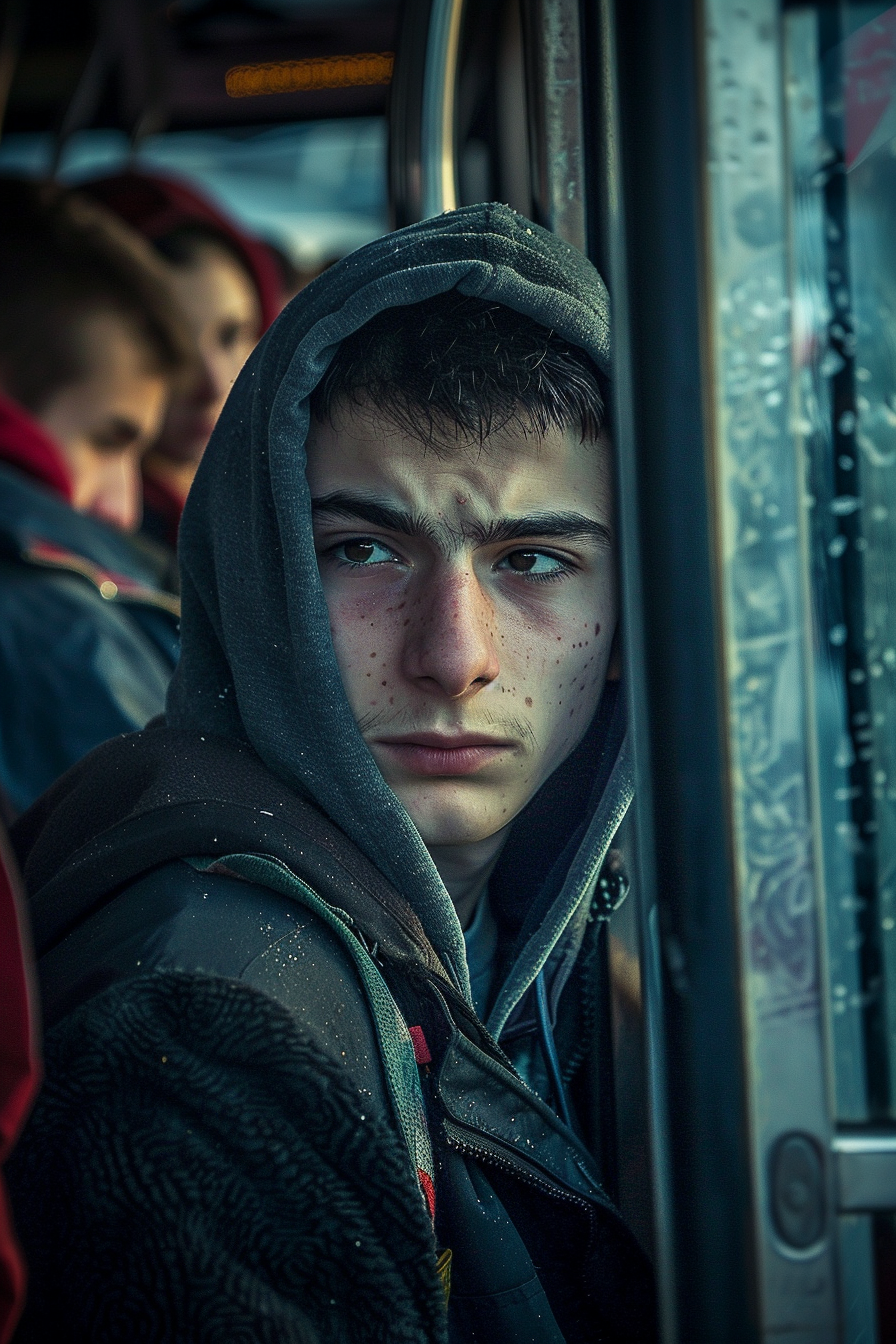 French student exiting bus shame