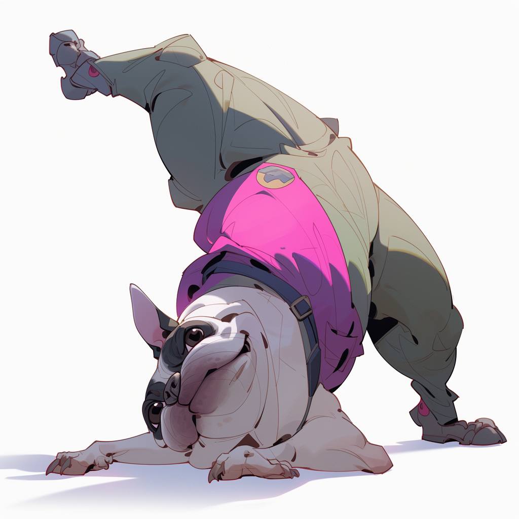 Cute French Bulldog dancing on the floor