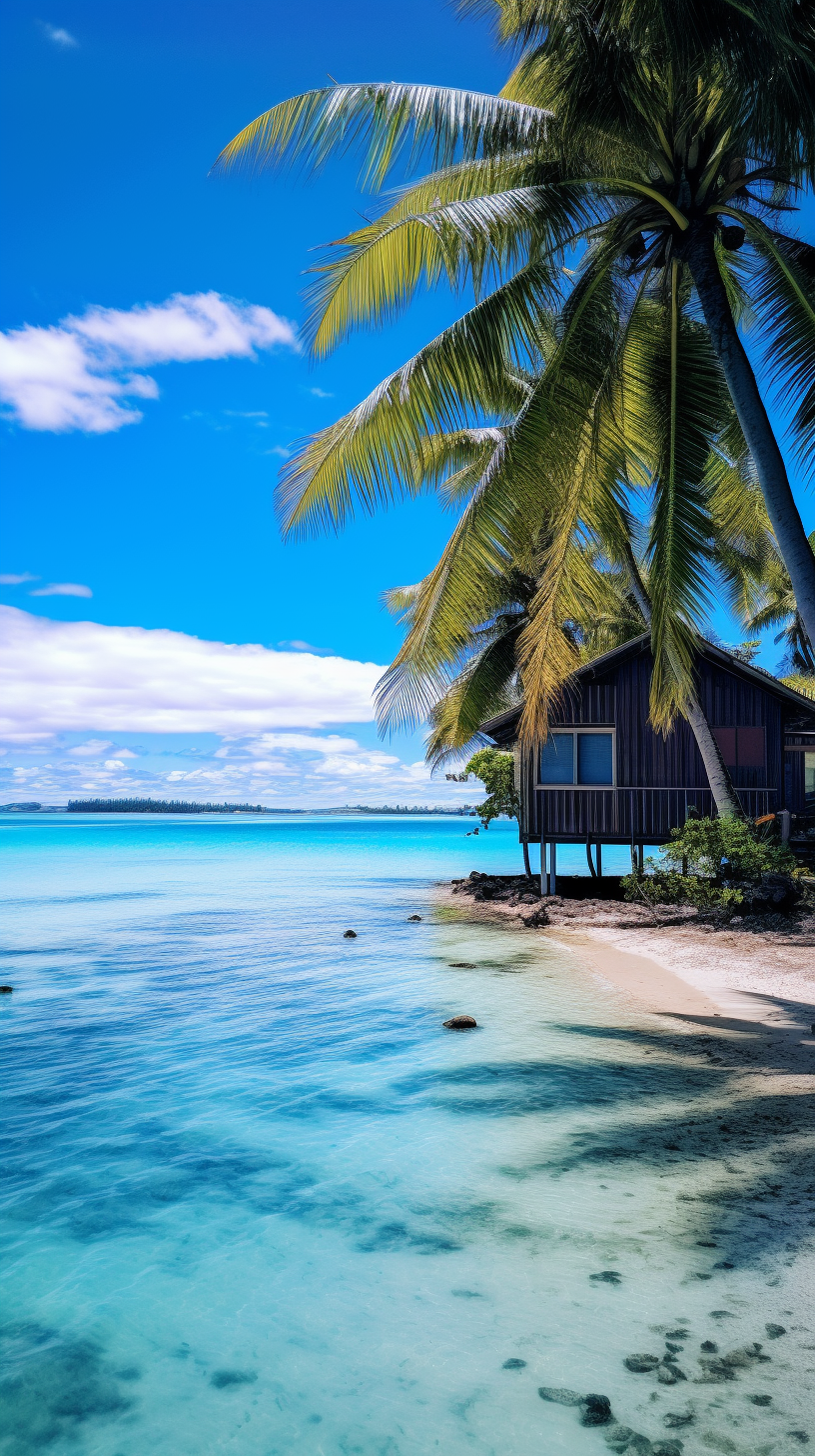 Picturesque beach house in French Polynesia