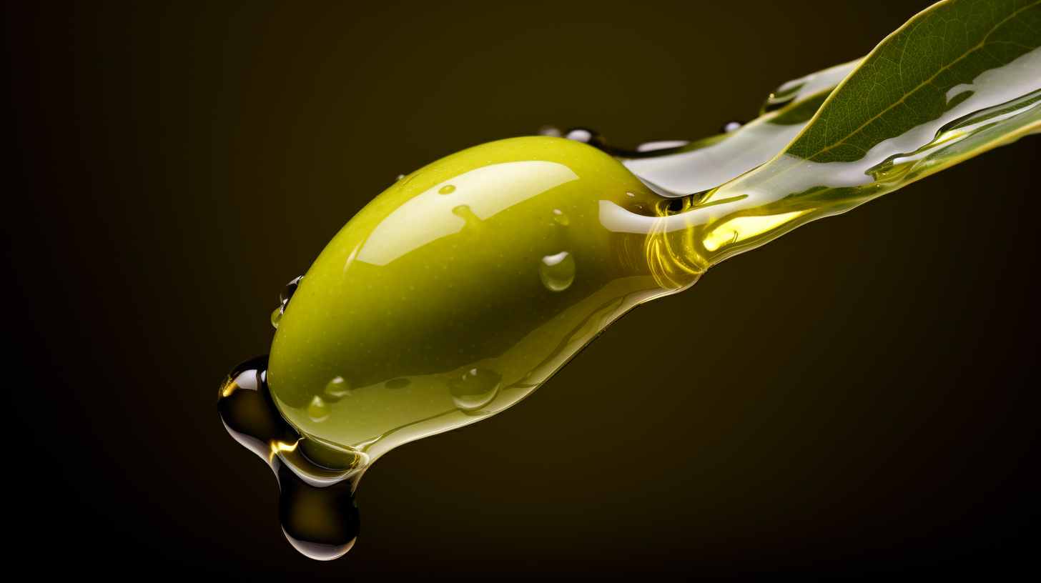 Fresh olive squeeze with oil droplet