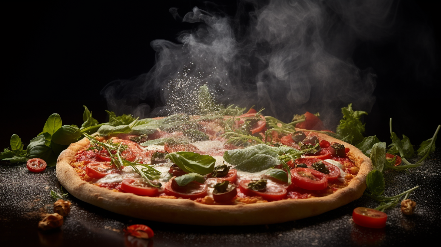 Delicious Capriciosa Pizza with Volumetric Smoke