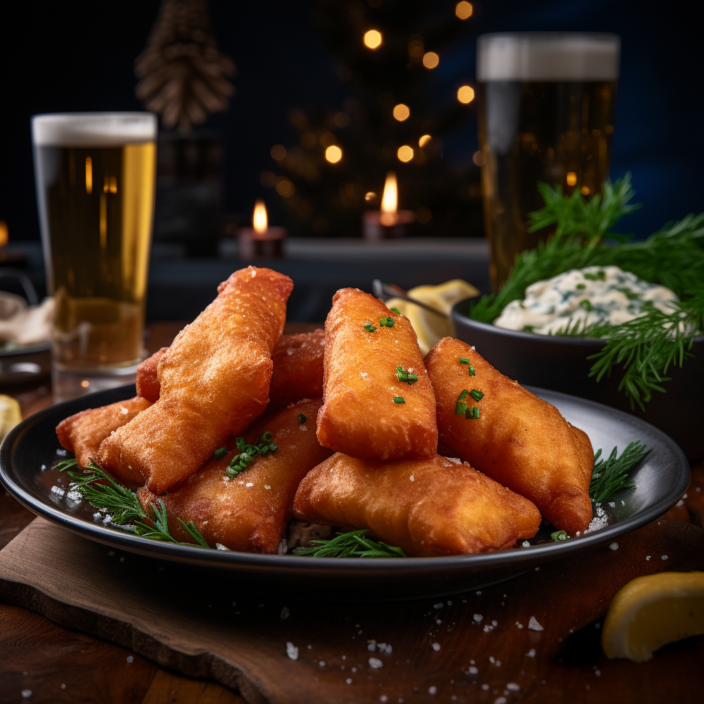 Crispy fried salmon bites close-up