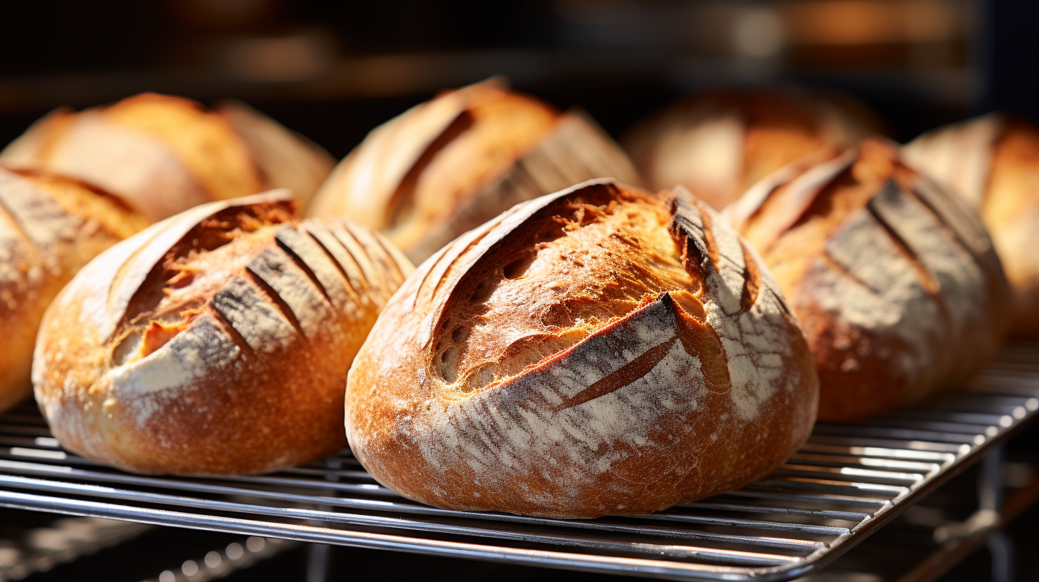 Fine textured crust on freshly baked bread