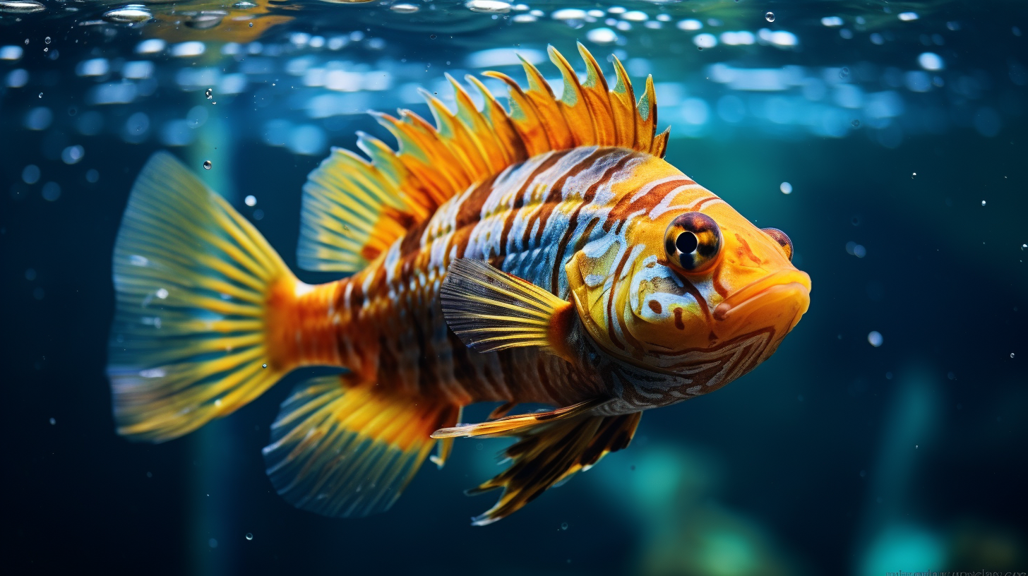 Colorful freshwater tropical fish in aquarium