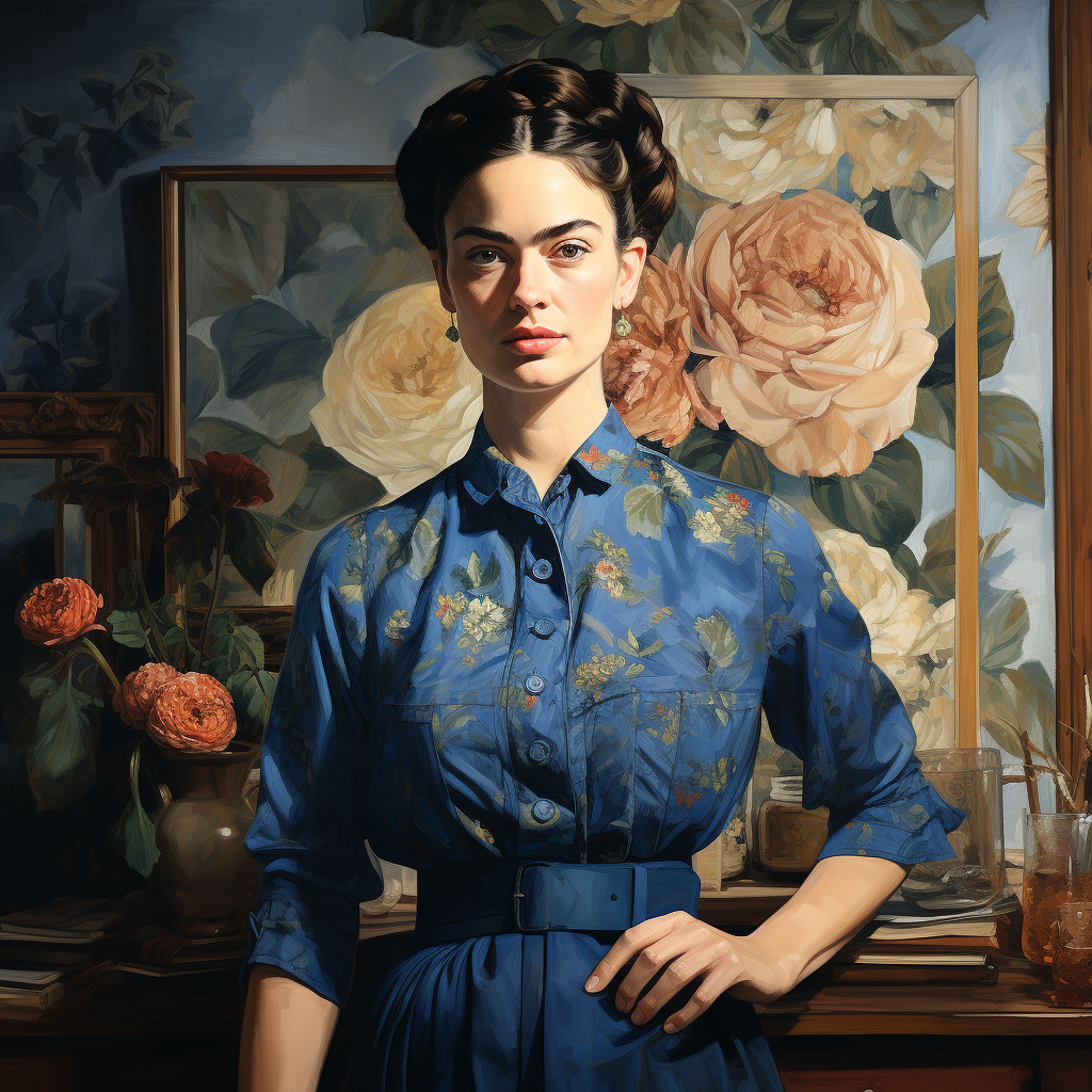 Frida Kahlo in Blue House painting