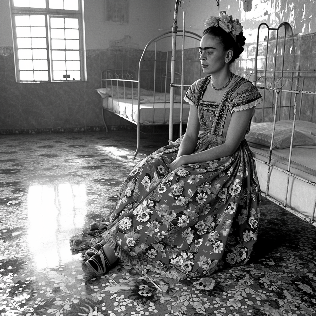 Frida Kahlo Cleaning Floor