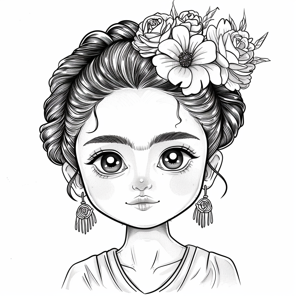 Cute Frida Kalho Coloring Page