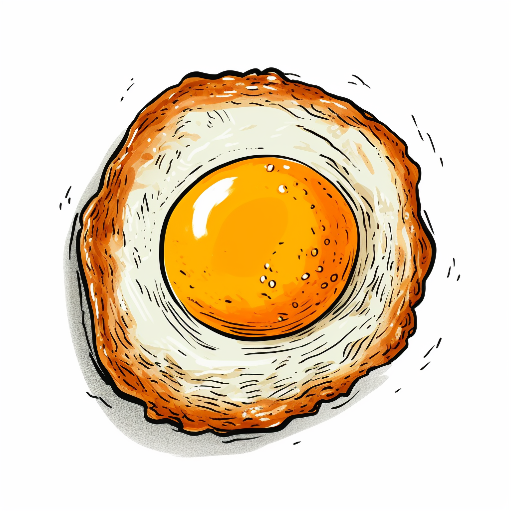 Childlike drawing of a fried egg