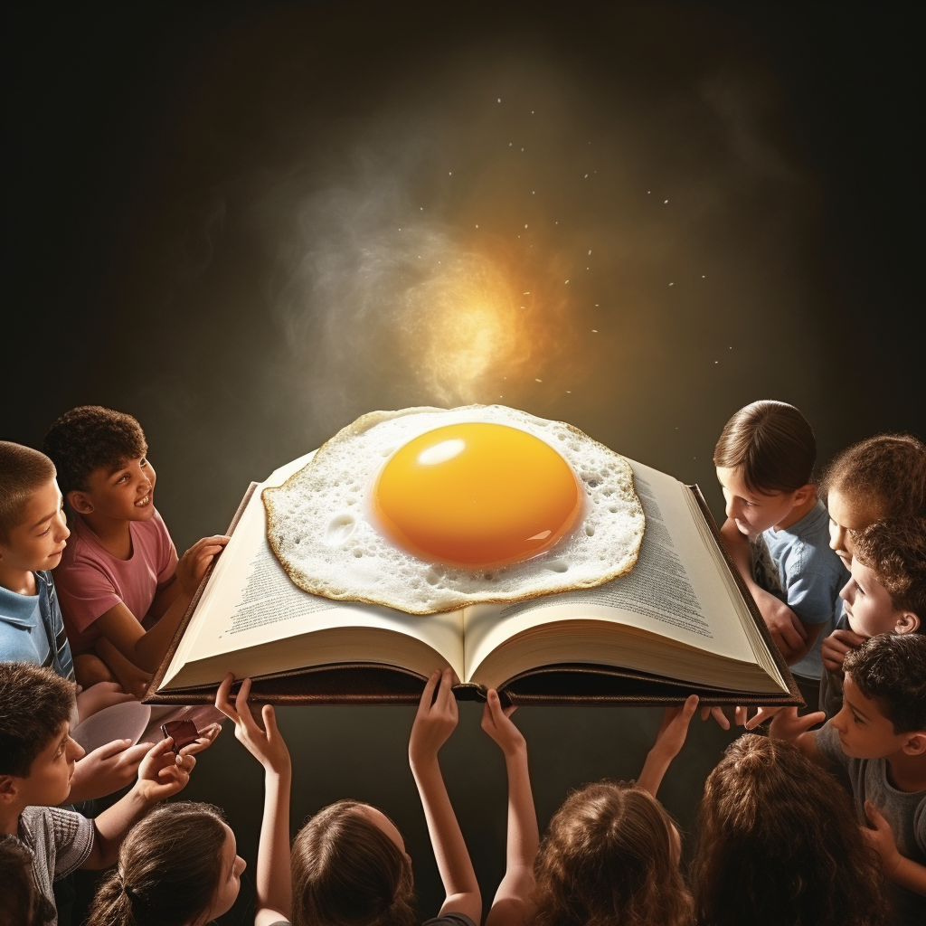 Sunny Side Up Fried Egg on Open Book