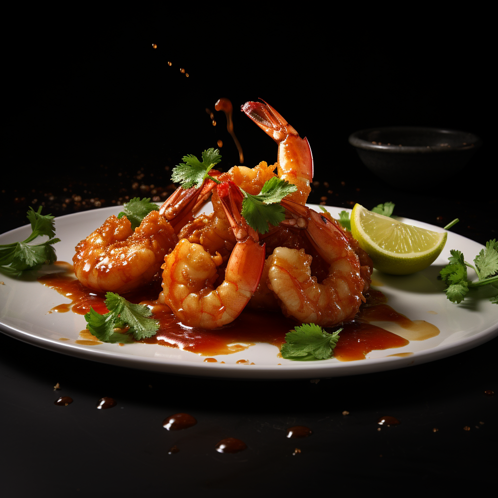 Breaded Fried Shrimp with Chile Glaze and Cilantro