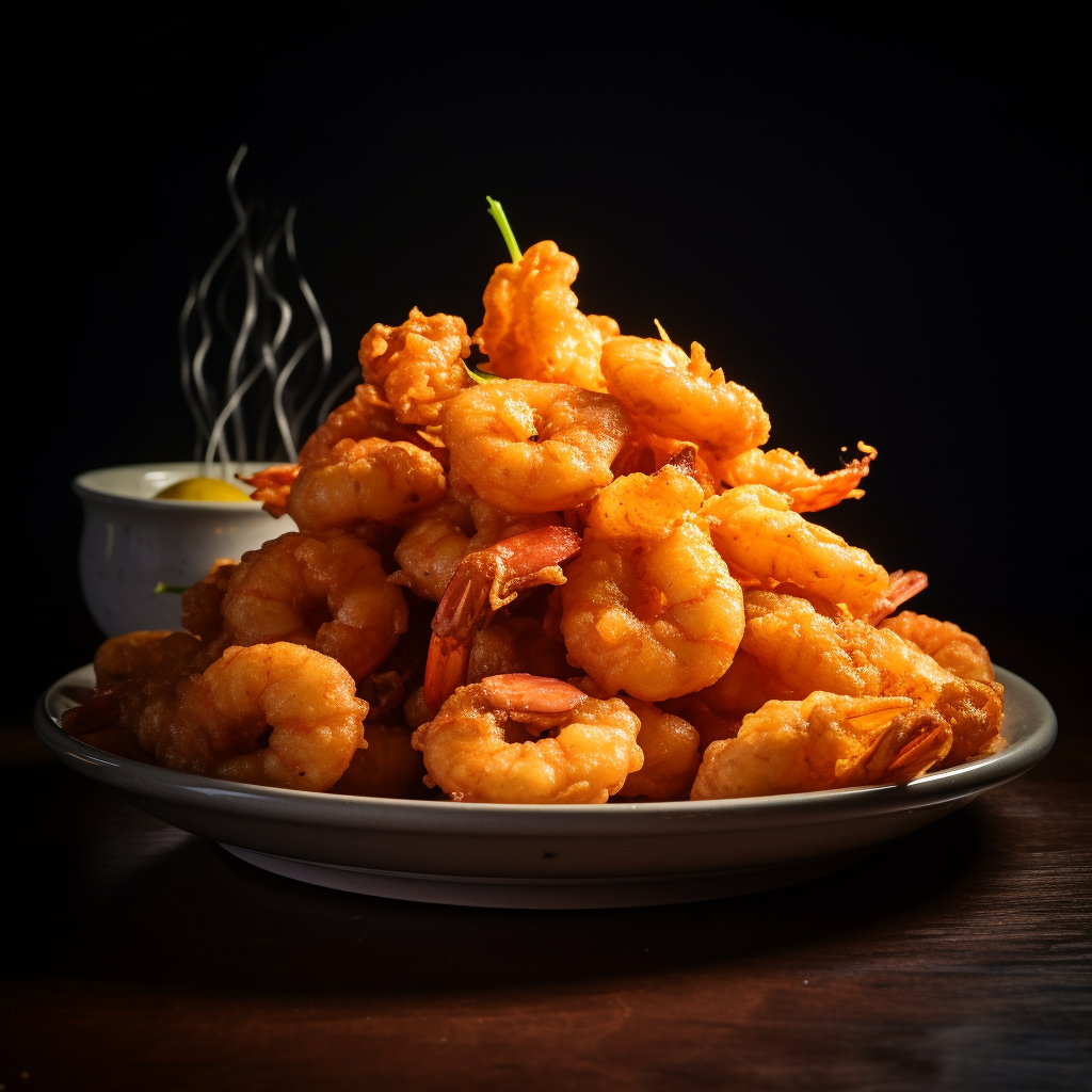 Close-up of Deep Fried Popcorn Shrimp