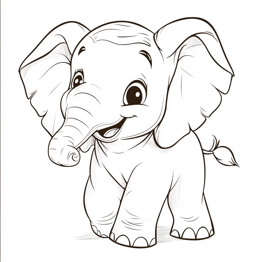 Minimalistic Elephant Coloring Page