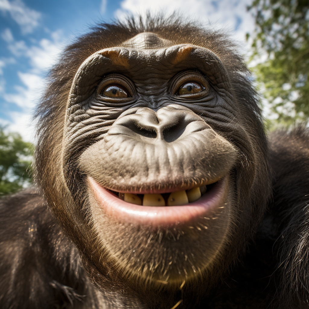 Adorable ape with double chin