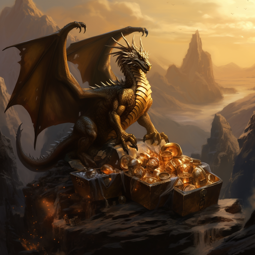 Dragon guarding its precious treasure