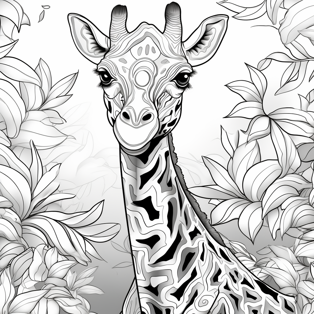 Cute friendly giraffe coloring page