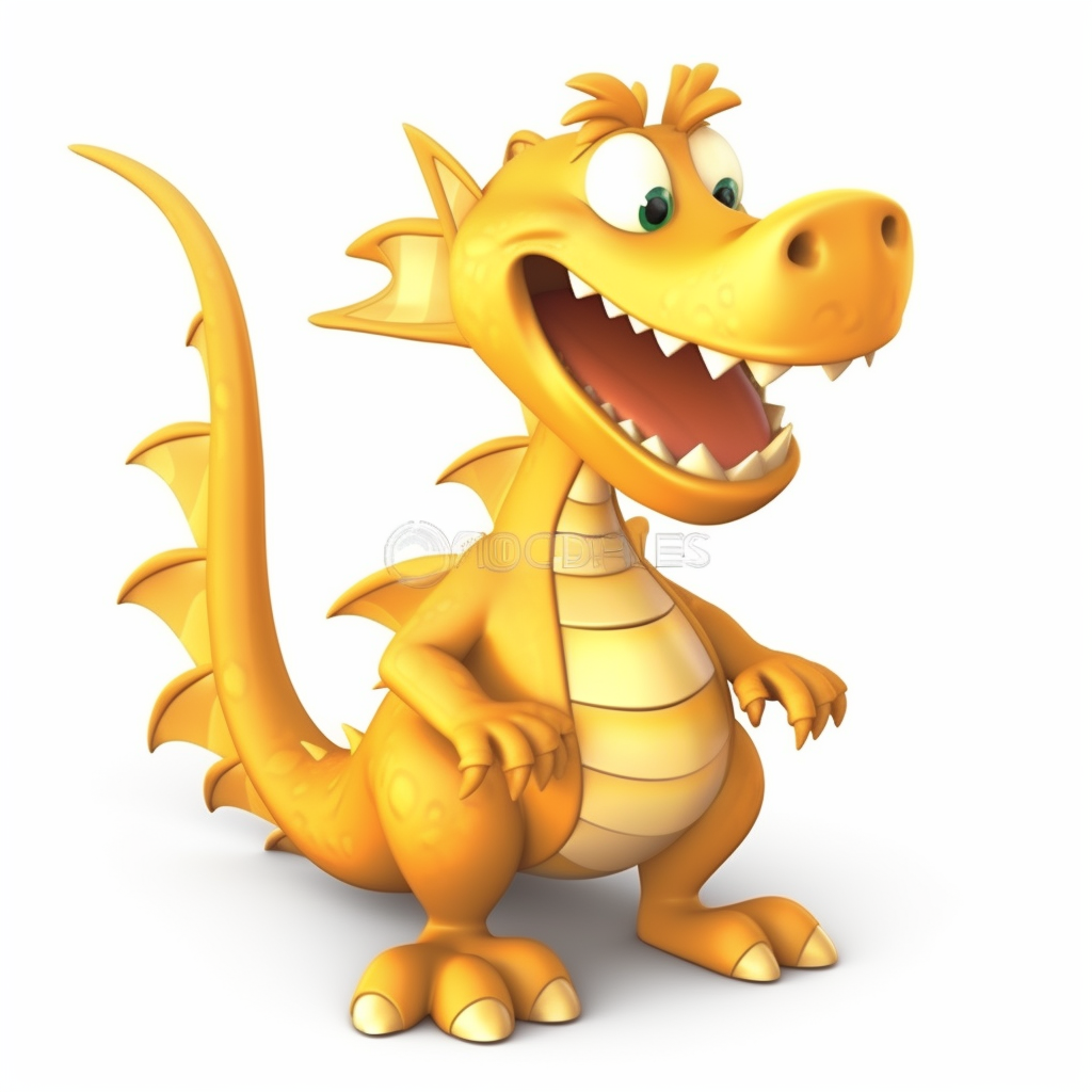 Smiling welcome gold dragon cartoon