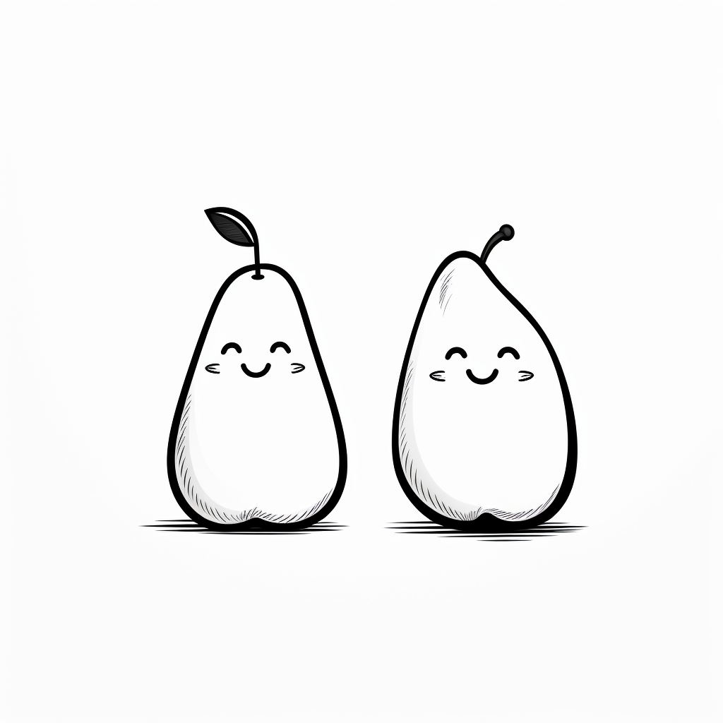 Friendly pears coloring pages for kids