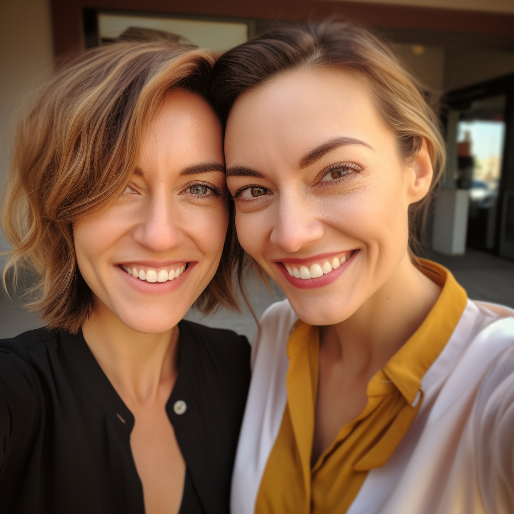 Two Approachable Professional Women Taking a Selfie