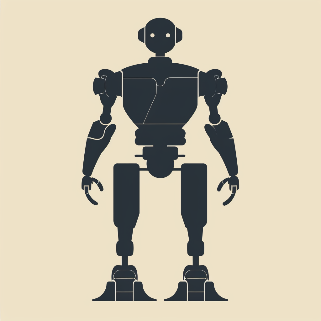 Robot Silhouette Flat Design Icon