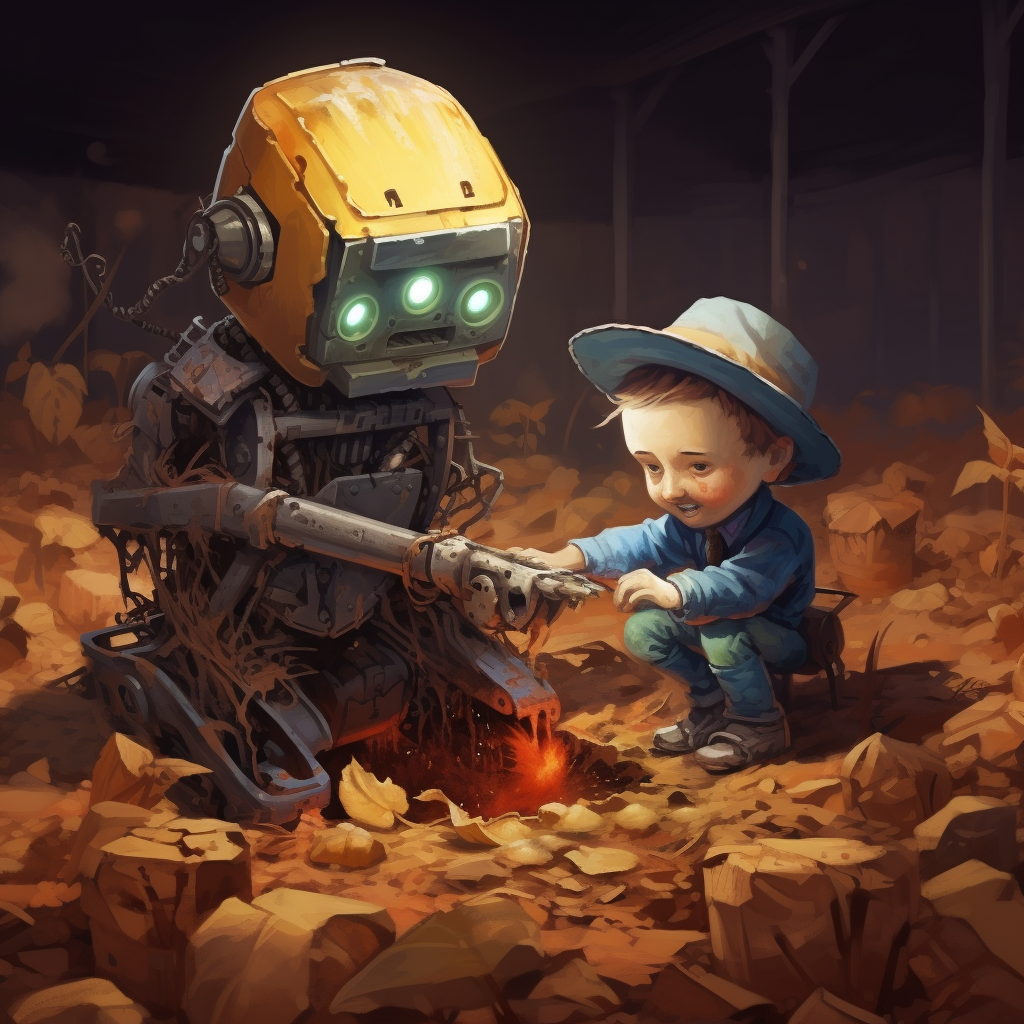 Friendly robot helps farmer out of hole