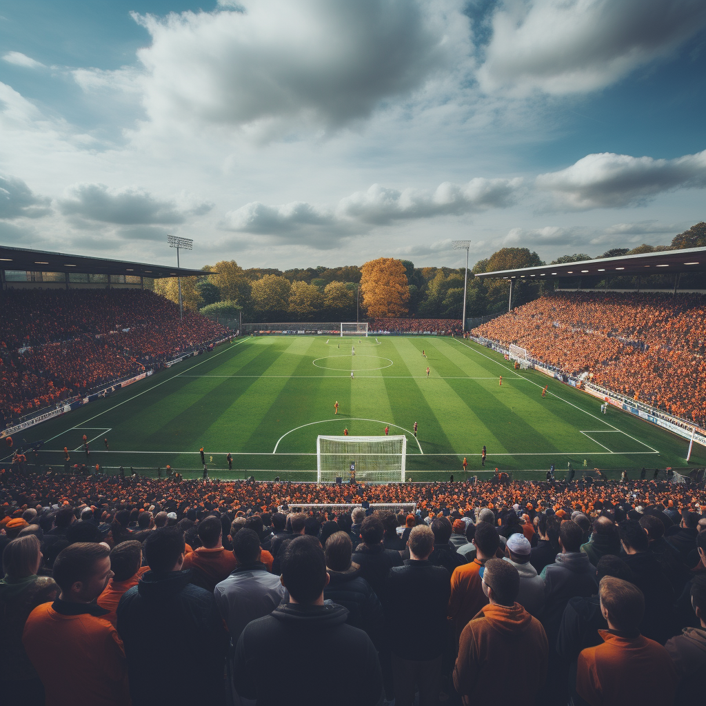 Football match in orange and white jerseys