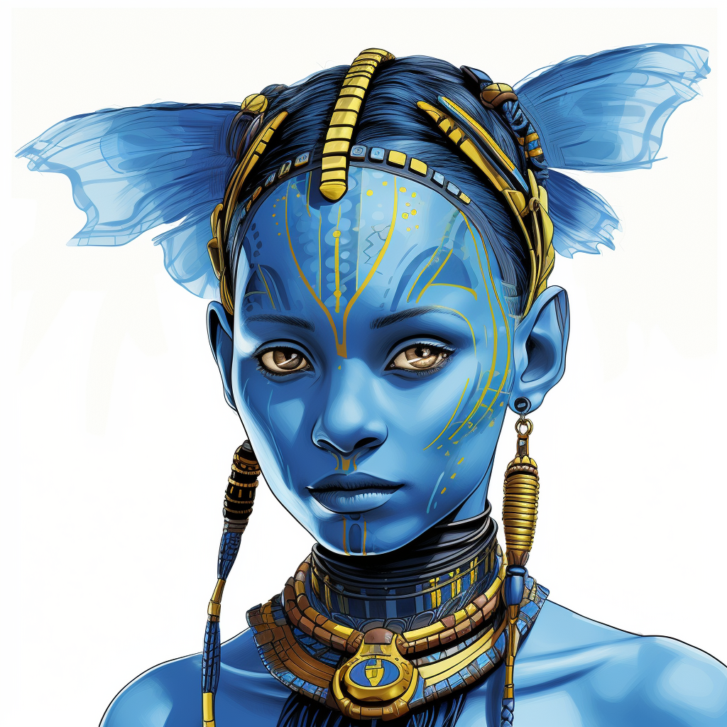 Blue-skinned Na'vi girl cartoon