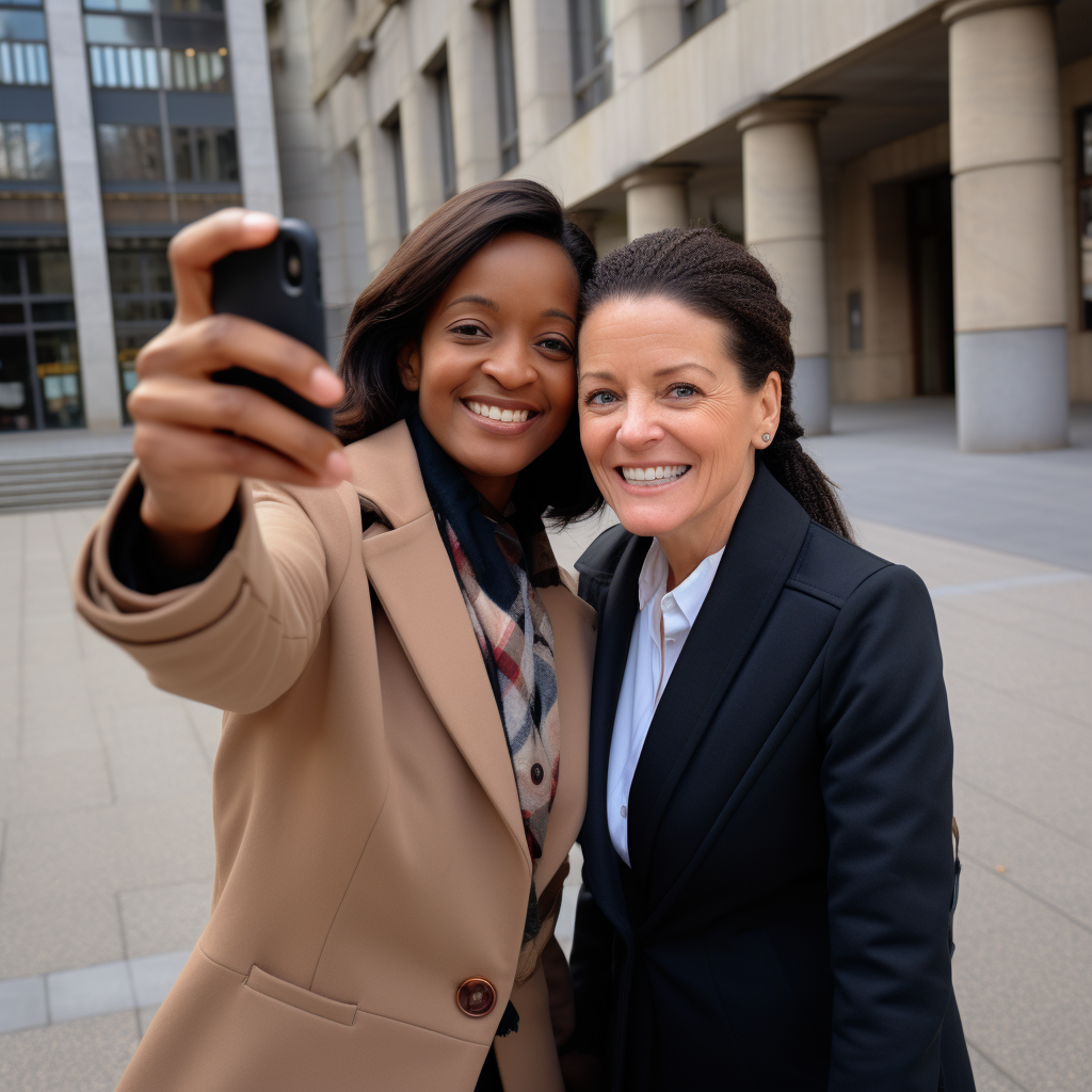 Two Friendly Professional Women Taking a Picture