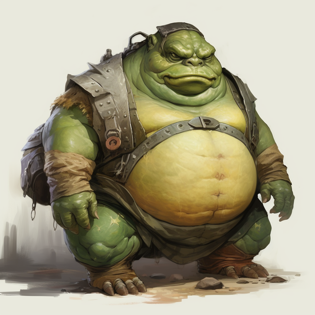 Friendly rotund ogre sharing kindness