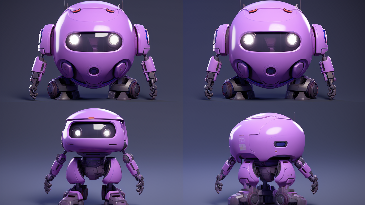 Friendly service robot in light-purple colors