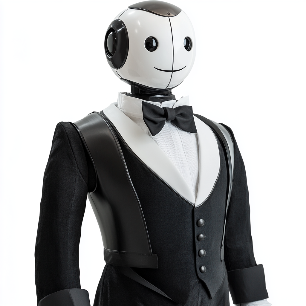 Friendly smiling robot butler image