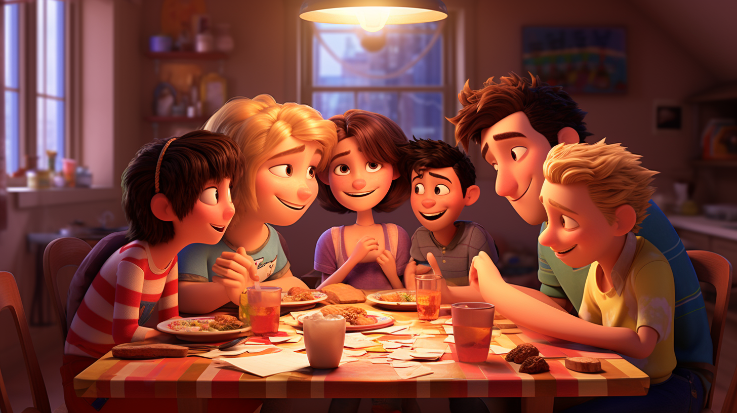 Friends in Pixar Animation Style