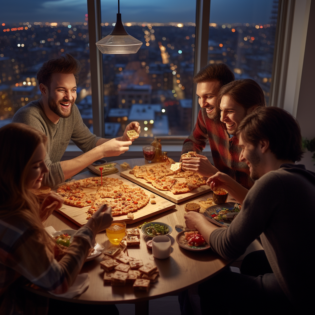 Friends playing board game in apartment