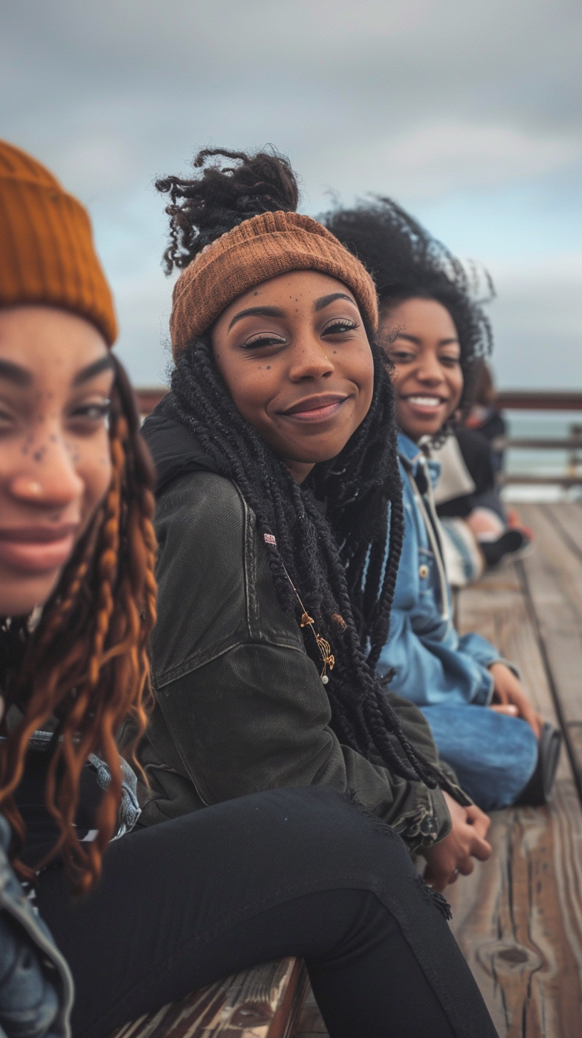 Group of diverse friends at Santa Monica Pier