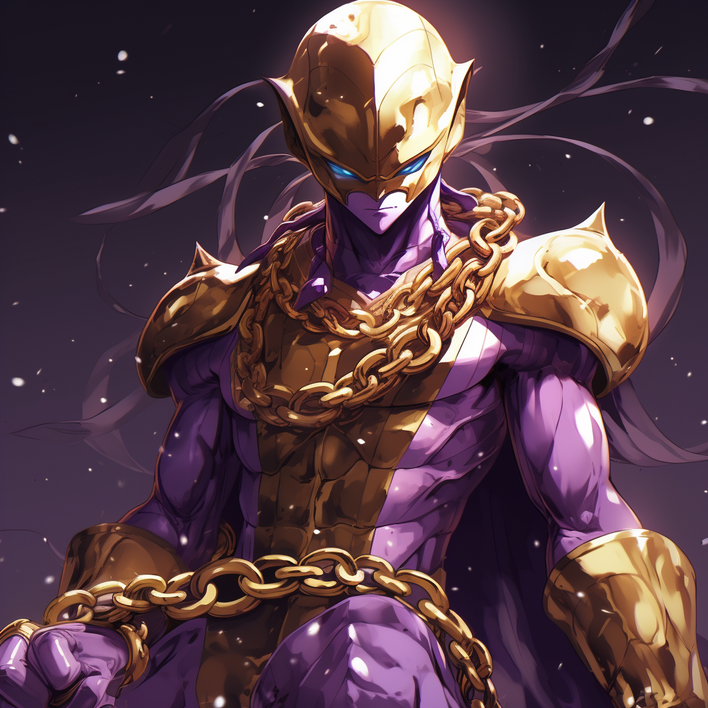 Frieza wearing gold chains in anime style