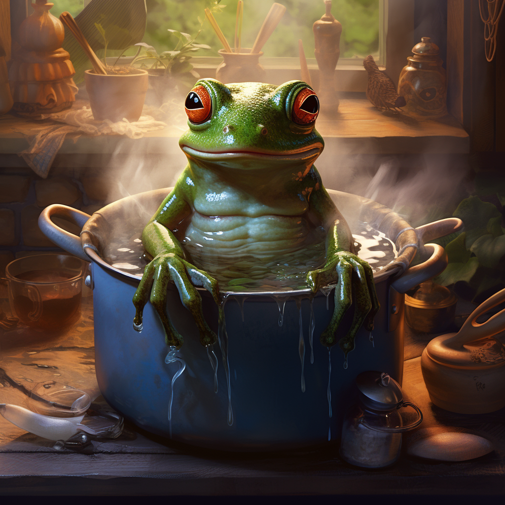 frog in hot water