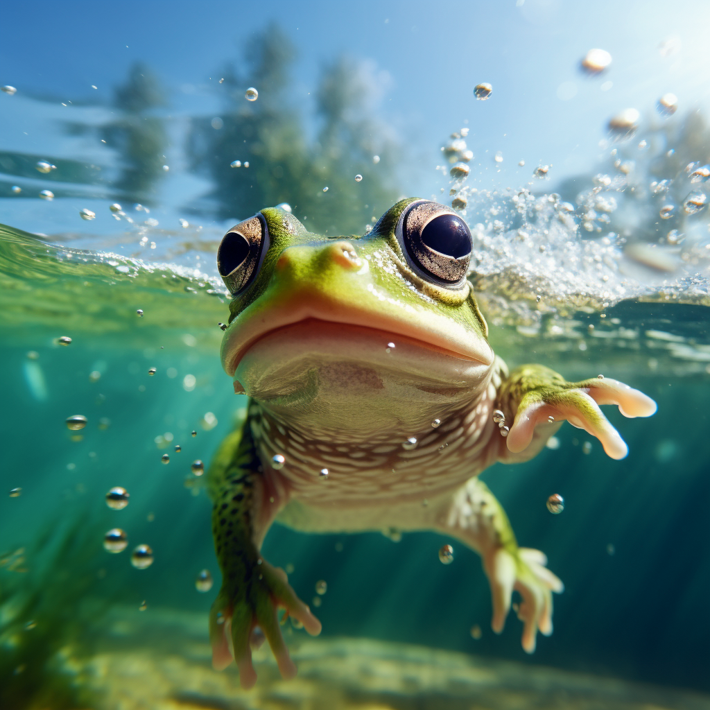 Frog Swimming in Water