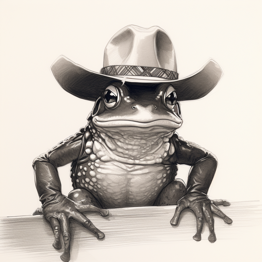 Cute frog wearing sheriff's cowboy hat