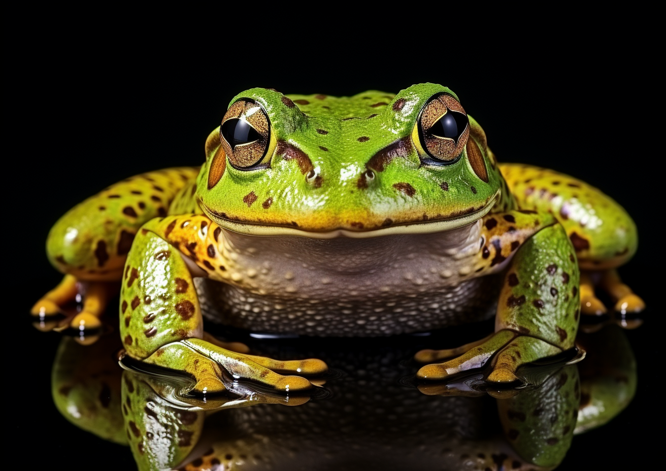 Vibrant Frog hiding on Lily Pad