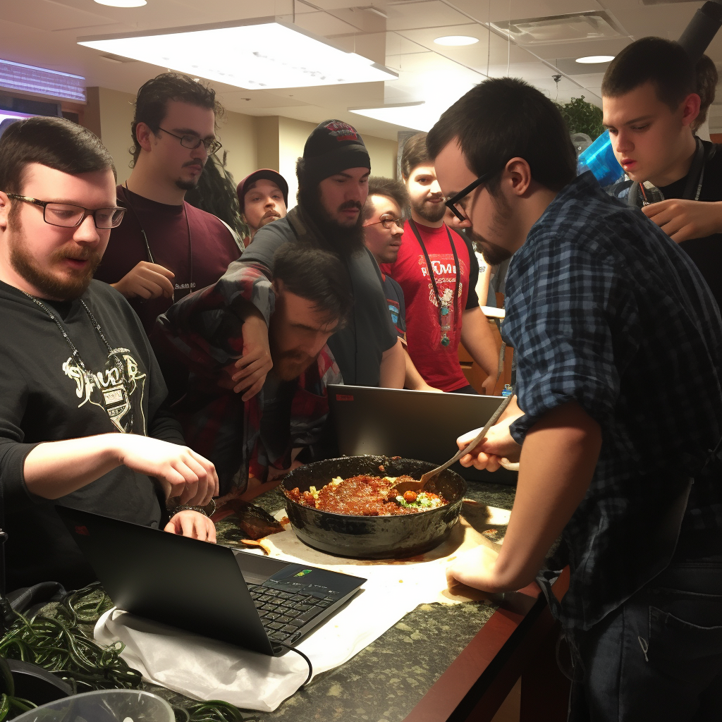 Delicious chili cooked by Frogger team