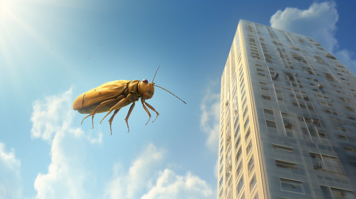 Froghopper bug leaping high in the sky