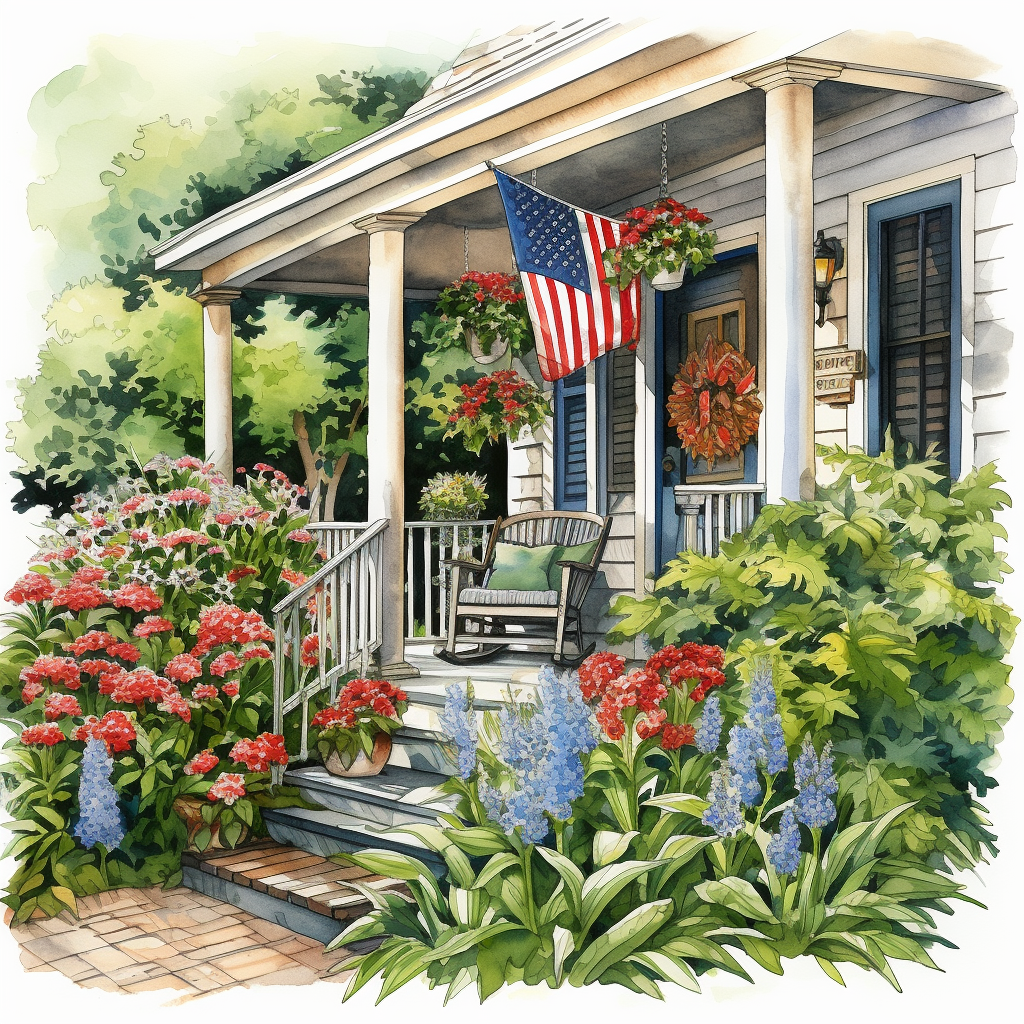 Fourth of July Front Porch Garden Decor