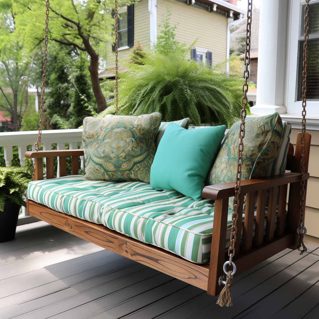 Green Cushioned Porch Swing