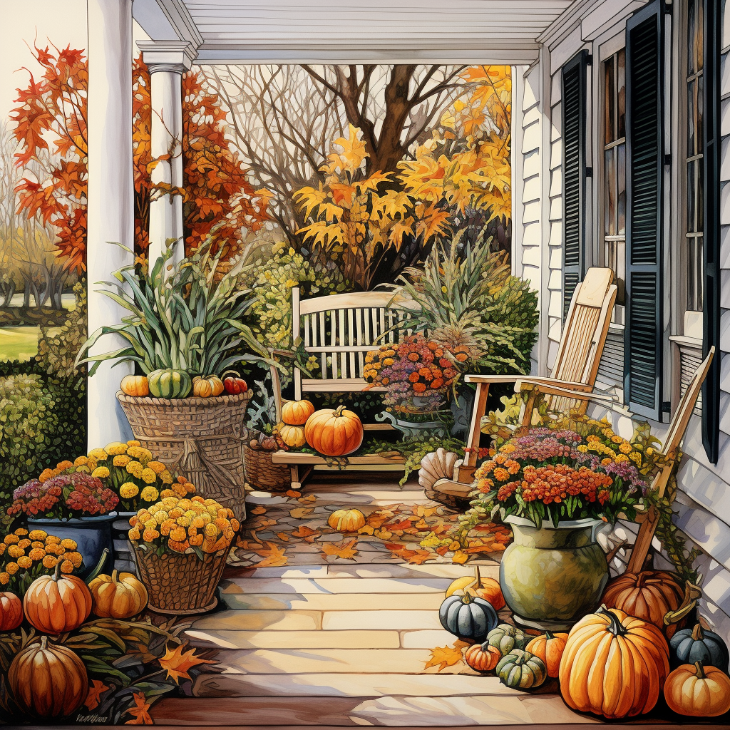 Front porch thanksgiving garden decor