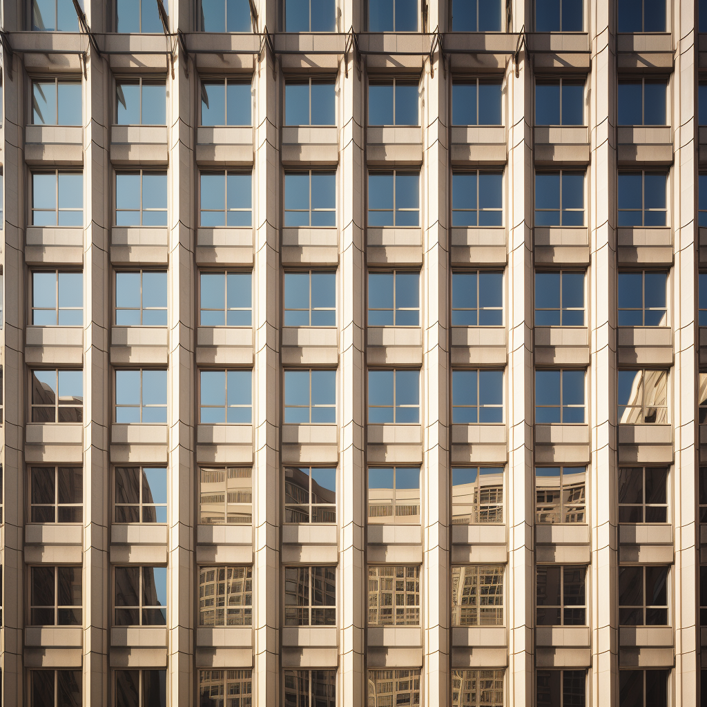 Front view of tall building windows